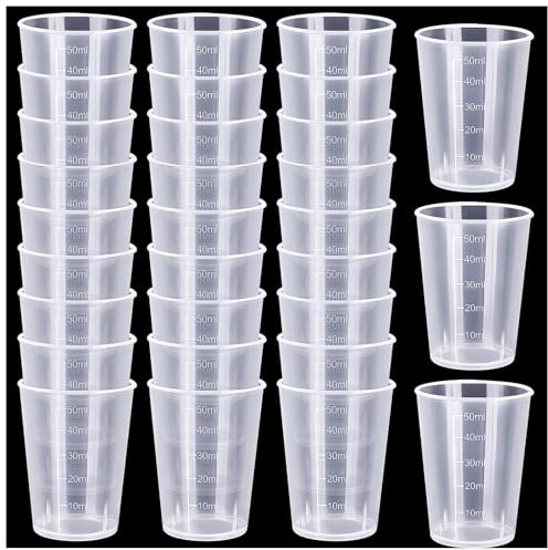 30 Pcs Plastic Measuring Cups, 50ml Resin Mixing Cups | Epoxy Mixing Cup, Paint Measuring Cup for Resin, Plastic Beakers Epoxy