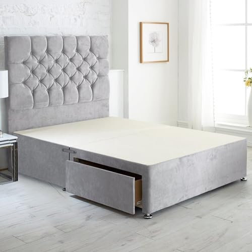 ComfoRest - Stylish 4FT6 Double Divan Bed with 2 Footend Drawers | Practical Frame for Organised Living | Durable Base for Any Room (Slate Grey Naples)