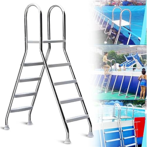 SEVOLY 4 Step Ladder Swimming Pool Ladder,Metal Above Ground Pool Ladder,52 Inch High Above Ground Pool Steps with Handrails, for Travel Trailers, Stage, Backyard Pool