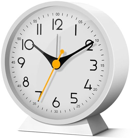 Azyh Analoger Wecker ohne Ticken, Kleine Retro Tischuhr, Tischuhr für Wohnzimmerdekoration, Schlafzimmer, Nachttisch Erwachsene, Senioren, Kinder, Reisewecker, Batteriebetrieben