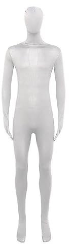 Jaysis Deguisement Seconde Peau Unisexe Slim fit Costume Combinaison de Photographie complète du Corps Party Supplies Accessoires de fêtes Deguisement Halloween Adulte Cosplay de Fete (White, 190)