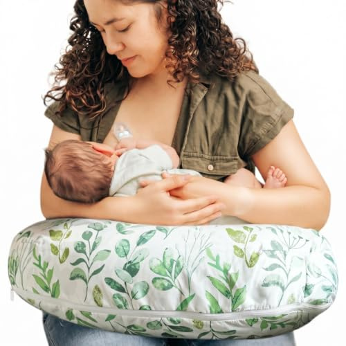 Boppy Stillkissen - Grünes Salbeiblatt - Größeres, stützendes Kissen zum Stillen & Flaschenfüttern - Festere Füllung, Höhere Hebung, größere Fläche als Original Stillkissen