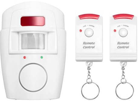 Solimery Alarma de Sensor de Movimiento Infrarrojo-Alarma Antirrobo con 2 Controles Remotos, Adecuada para el Hogar/Garajes/Tiendas