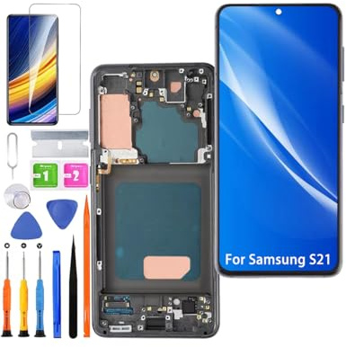 Écran pour Samsung S21 G991B TFT Noir avec Cadre | Sans Empreintes Digitales，avec Kit de réparation，TFT LCD，Affichage HD，Remplacement d'écran,pour Modèle:G991B/DS G991U