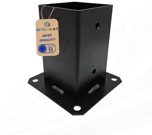 Mig-Met - Supports de Poteaux 90x90mm, pour la Construction de Tonnelles de Jardin, Auvents, Garages, Abris de Jardin, Dépendances - Trous Ø11mm - Pieds de Poteau - 15x15x15cm