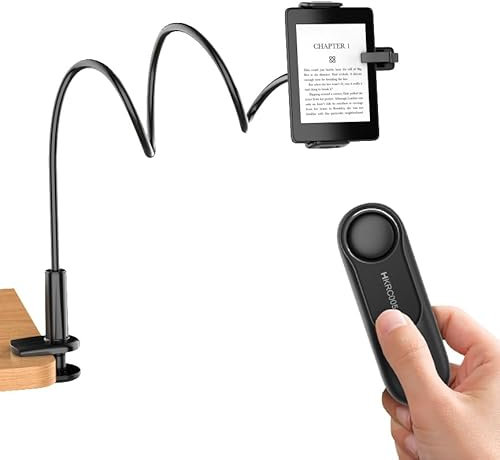 hogance Support pour Tablettes pour la Lecture Kindle avec RF Télécommande Tourne Page (HKRC005, Noir), Support pour eReaders et Télécommande Liseuse, Accessoires pour la Lecture Kindle/iPad/Tablets