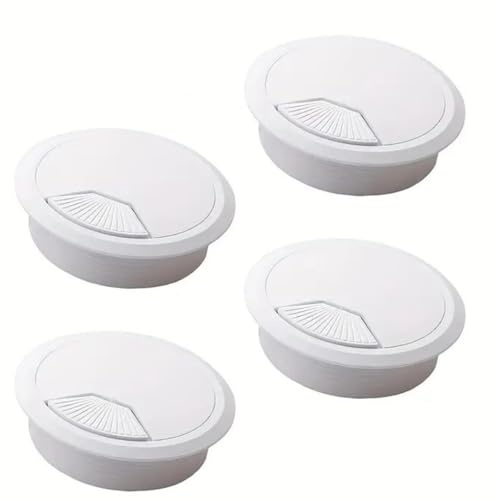4 PCS Desk Grommet, White Desk Cable Grommet Cord, Plastic PC Computer Wire Hole Cover, 60mm Hole Diameter, for Home & Office (71x20mm)