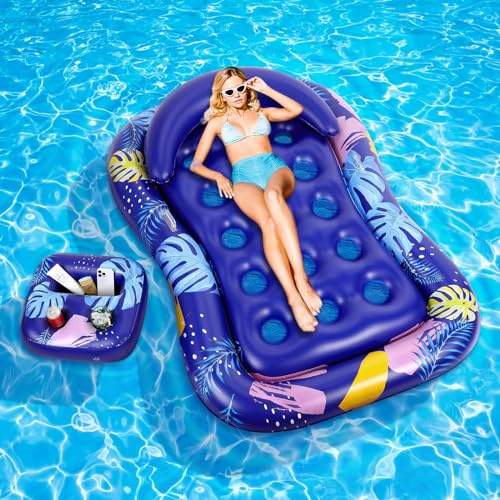 MoKo Inflatable Pool Floats Adult-Water Lounge with Detachable Headrest & Cup Holders Pool Lounger Float Raft Swimming Pool Floaties Toys for Party Lake Summer Beach Outdoor