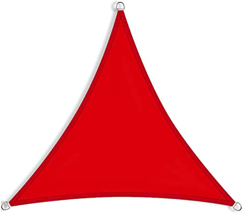 Tenda a baldacchino triangolare, 8,5 x 8,5 m, 420D PES, blocco UV 98%, vela ombreggiante resistente all'acqua, con kit di fissaggio e corda inclusa, per giardino, patio, feste, cortile, colore rosso