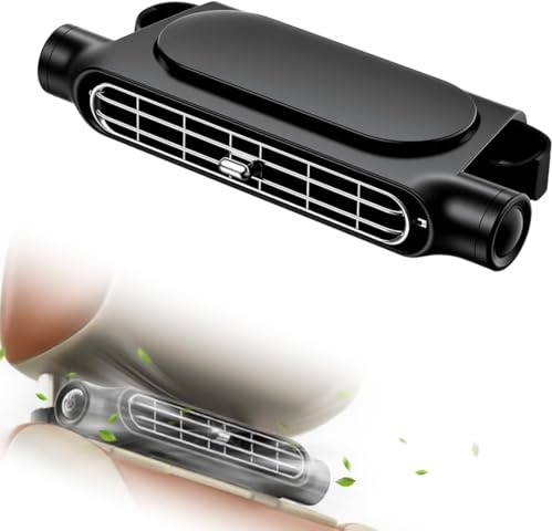 Ziswin Autositz Lüfter - 3-stufiger Kühlventilator mit doppelten Düsen für Vorder- & Rücksitze, tragbarer Auto Ventilator mit starkem Wind für SUV, LKW, Wohnmobile & PKW (Schwarz)
