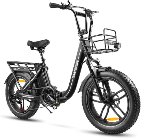 SAMEBIKE 20 Bicicleta Eléctrica Plegable, Motor 250W Autonomía 70KM, 7 Velocidades, Frenos de Disco Delantero/Trasero, Pantalla LCD para Adultos Bicicleta Eléctrica Ciudad y Montaña