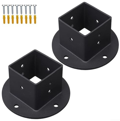 Metal Flange Brackets Kit for 2 x 2in Fence Posts, Great for Deck Railing and Outdoor Use