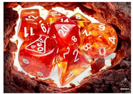 Molten Nebula Luminary Dice with White Numbers 7+1 Lab Dice Set 16mm (5/8in) Chessex