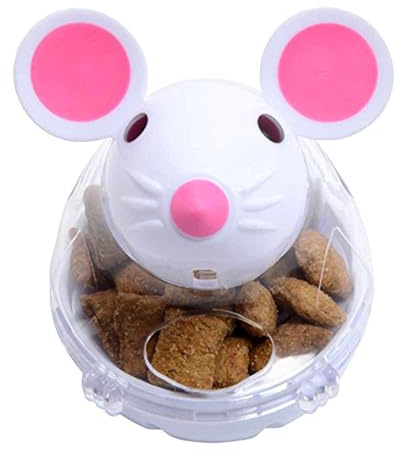 Treat Toy Dispenser for Cats 5 x 7 cm Mouse-shaped Standing Toy Tumbling Animal Food Ball Slow Feeder Treat Toy for Small Cats Prevents Obesity Fits Nutrition Movement