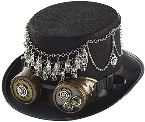 Kalttoy Steampunk Cappello A Cilindro Con Occhiali Da Viaggiatore del Tempo Accessori Bombetta Steampunk Cappelli A Top Con Occhiali