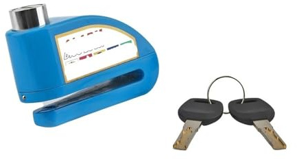 Bloqueo Freno Seguridad para Motocicleta Scooter Bicicleta Disco Rueda con Llave Disco Candado(Blue)