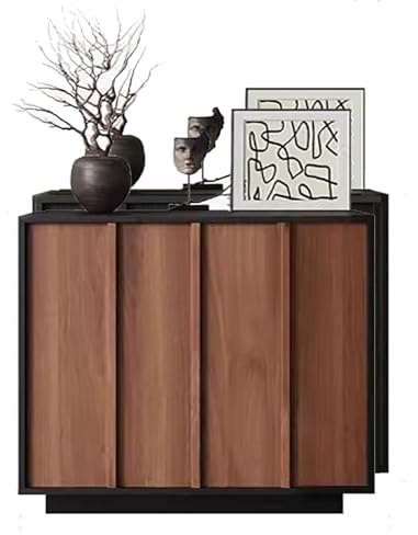 Räfflad Bufféskänk med Förvaring Modern Lantlig Kaffebar Förvaringsskåp för KöKsbuffé I Trä(Brown)