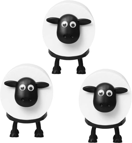 Sheep Toilet Roll Holder | Set of 3 | Funny Matte Black 3D Printed Bathroom Toilet Paper Stand |Free-Standing Design | Farmhouse Toilet Paper Holder Gift | Unique Animal Bathroom Decor