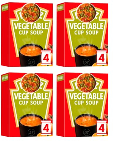 Vegetable Cup Soup, Low Fat, No Added MSG, No Artificial Colours or Preservatives, Suitable for Vegetarians, 76g, Pack of 4