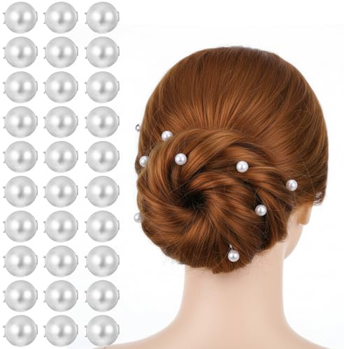 30 Pcs Mini Pearl Hair Clips for Women, Pearl Hair Accessories Elegant White Pearls Pins Cute Barrettes Claw Clips for Brides Daily Use Parties Weddings