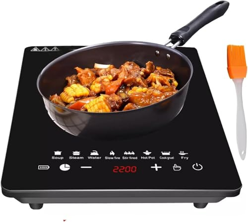 Electric Induction Hob Portable Digital Touch Single Cooker Hot Plate, Black