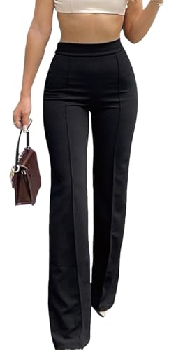 HAWILAND Pantalon de costume pour femme - Stretch élégant - Taille haute - Pantalon long évasé - Pantalon chino business décontracté Bootcut
