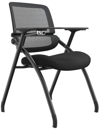 Fällbar konferensstol Stapelbar Med stoppning Fällbar kontorsstol Breda armstöd for utbildningslokaler, receptioner och konferensrum(Black+Whiteboard,1PCS)