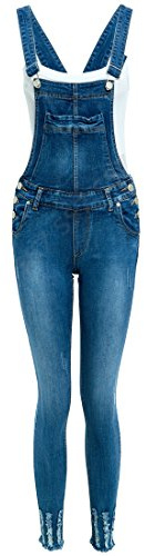SS7 Womens Dungaree Skinny Fit Stretch Denim Black Size 6-16 Ladies Dungarees Rip Jeans