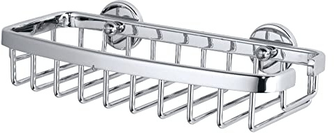 tesa ALUXX Duschablage zum Kleben, Aluminium, verchromt, garantiert rostfrei, inkl. Klebelösung, 105 mm x 220 mm x 52 mm