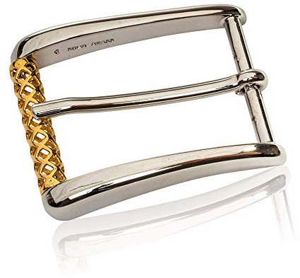 FREDERIC HERMANO Gürtelschnalle Buckle 35mm Metall Silber Gold 3D-Optik Elemente - Buckle Sublimes - Dornschliesse für Gürtel mit 3,5cm Breite - Zweifarbig 3D Reticube Optik