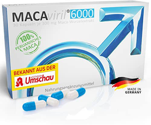 MACA Kapseln hochdosiert | Aus der Apotheke | Für den Mann | Das Original MACA aus Peru | 6000 mg pro Tag | Monatsversorgung für die Männer 30 Kapseln | Ohne Yohimbe | Vegan | Made in Germany