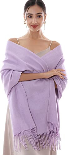 RIIQIICHY Pashmina Shawl Wrap for Women Wedding Ladies Winter Scarf | 200 x 70cm with tassels, large and long, soft lightweight cashmere like, evening dress shawls, bridesmaids guests gifts