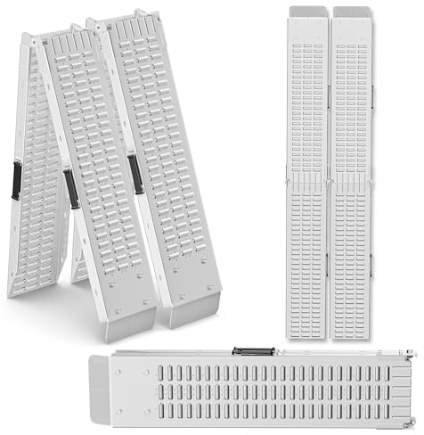 HENGMEI 2X Rampe de Chargement Pliable Rampe d'accès Rails d’accès Antidérapante pour Tous Les Motos, Quads, Voitures, Remorques