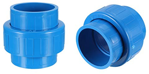 sourcing map 32mm X 32mm PVC Pipe Fitting Union Solvent Socket Quick Connector Blue 2pcs