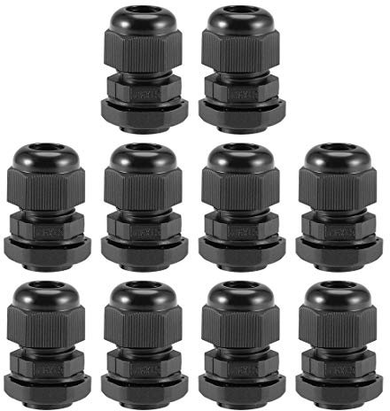 sourcing map M16x1.5 Cable Abrazadera 4mm-8mm Cable Agujero Impermeable Nylon Junta Ajustable Contratuerca con Arandela Negro 10Uds