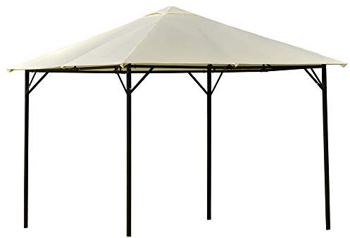 Outsunny Gazebo da Giardino ed Esterno 3x3m in Metallo con Doppio Tettuccio, Bianco e Crema