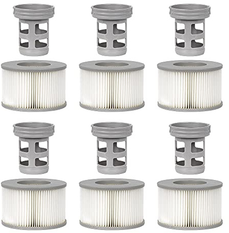 WuYan 6pcs Filter + 6pcs Filterhalter im Lieferumfang für Mspa Whirlpool Ersatz Filter,Kartuschenpumpe für heiße U-Boote und Spa,Für aufblasbare Pools - Modelle ab 2020