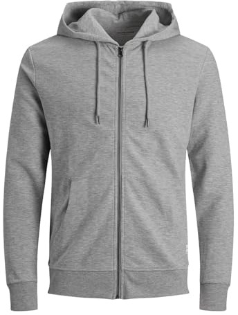 Jack&Jones Men's JJESTAR Basic Sweat Zip Hood NOOS Hooded Jacket, Light Grey Melange, L