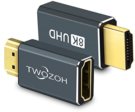Twozoh 8K HDMI Verlängerungs Adapter (2 Stück), HDMI 2.1 Stecker auf Buchse Adapter unterstützt 8K@60Hz, 4K@120Hz, 2K@240Hz
