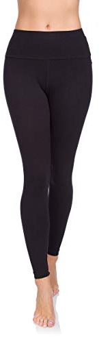 SOFTSAIL High Waisted Womens Leggings Tummy Control Soft Cotton Pants LWP, Black, 14