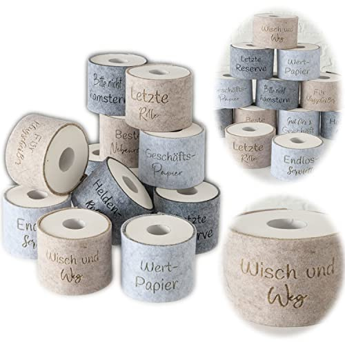LS-LebenStil Filz Toilettenpapier Banderole Wisch und Weg Klohut Husse für Klopapier Klorollen lustige witzige Umrandung mit Spruch Slogan Geschenk Toilettenpapierrolle Deko im Bad