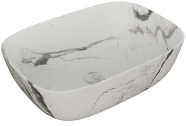 LEMONBATH - Lavabo de Cerámica Ovalado - 46 x 32,5 x 13,5 cm - Sobre Encimera para Mueble de Baño sin Válvula - Lavamanos Ideal para Encimera