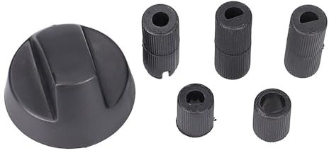 easyPART Kompatibel/Ersatz für EUROPART 10029977 Knebel Knauf Drehgriff Schwarz mit Adaptern Herd Ofen Universal für alle Marken