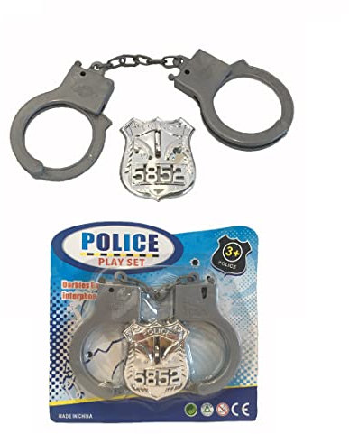 Generico Manette Spielzeug für Kinder, Handschellen der Polizei, Spielzeug aus Kunststoff mit Abzeichen und Sicherheitsverschluss