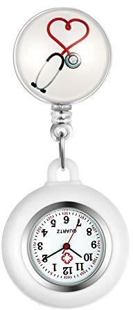 Avaner Krankenschwesteruhr Pflegeruhr Analog Quarzwerk FOB Ansteckuhr mit Pin/Clip Arzt Doktor Medical Taschenuhr aus Silikon