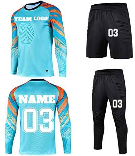 LJYTMZ Torwarttrikot Kinder Erwachsene mit Namen Nummer Team Torwartset Benutzerdefiniert Torwart Trikots Heim/Auswärts Jersey Kinder Erwachsenen Fußballtrikot Geschenk