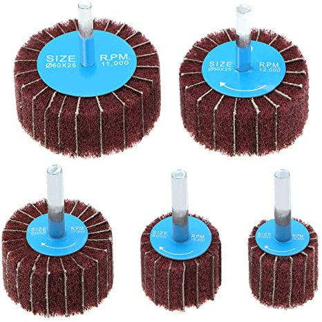 Be In Your Mind 5pcs Tampon de Ponçage à Lamelles en Polaire Grossière 120 Grain 6mm Disque de Ponçage en Fibre de Nylon Tampon à Récurer Abrasif pour Outil Rotatif 25/30/40/50/60mm, Rouge