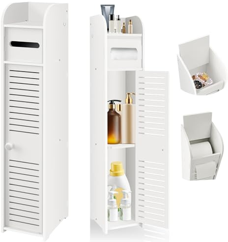 Lucn Kleiner Badezimmer-Eckschrank mit Türen und Regalen, schmales Waschbecken für Wohnzimmer, Küche, Flur, 81 x 16 x 16 cm