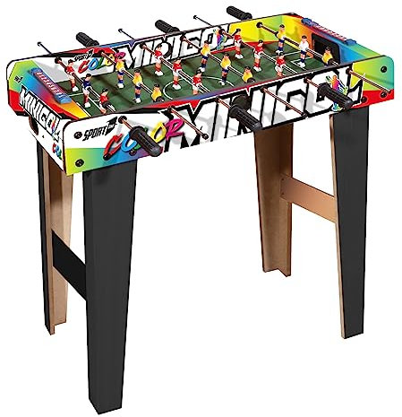 Sport1 Calcetto indoor Mini Goal con gambe. Calcetto balilla da interno in MDF, misure 69x37x65cm. Bigliardino da casa con 6 aste passanti. Segnapunti e palline incluse. Multicolor. Idea regalo