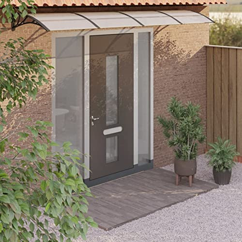 CIADAZ Türvordach Schwarz und Transparent 400x80 cm Polycarbonat Vordach Für Haustür, überdachung Haustür, Balkon Regenschutz, Türüberdachung, Vordach Hauseingang, 153597